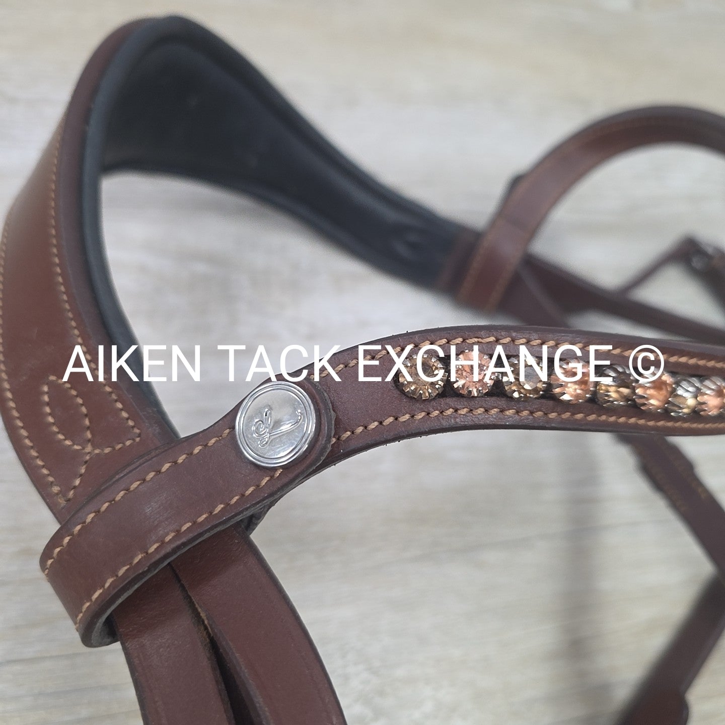 Lumiere Dressage Bridle, Missing Flash Strap, No Reins, Brown, Size Full