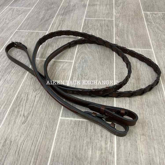 KL Select Red Barn Raised Fancy Stitch Laced Reins 54" Like-New