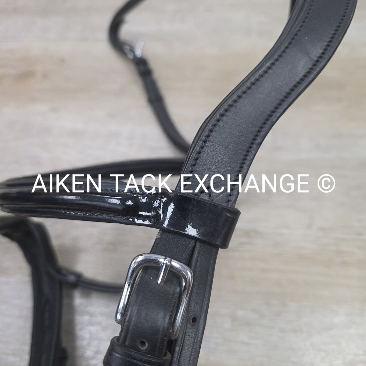 SmartPak Wellfleet Fancy Stitch Patent Monocrown Flash Bridle, No Reins, Black,