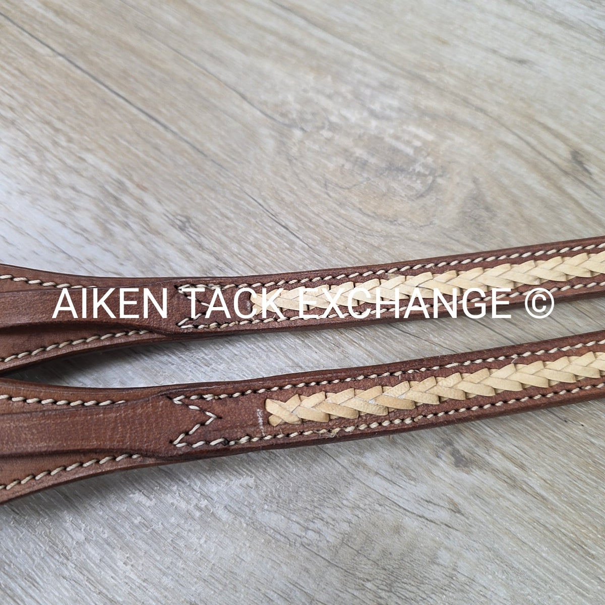 Western Split Reins with Rawhide Braiding