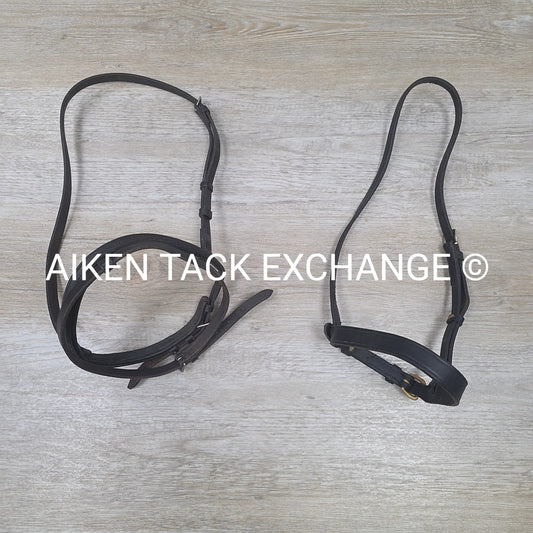 BARGAIN BUNDLE: Plain Flat Noseband & Padded Flash Noseband, Black, Size Full