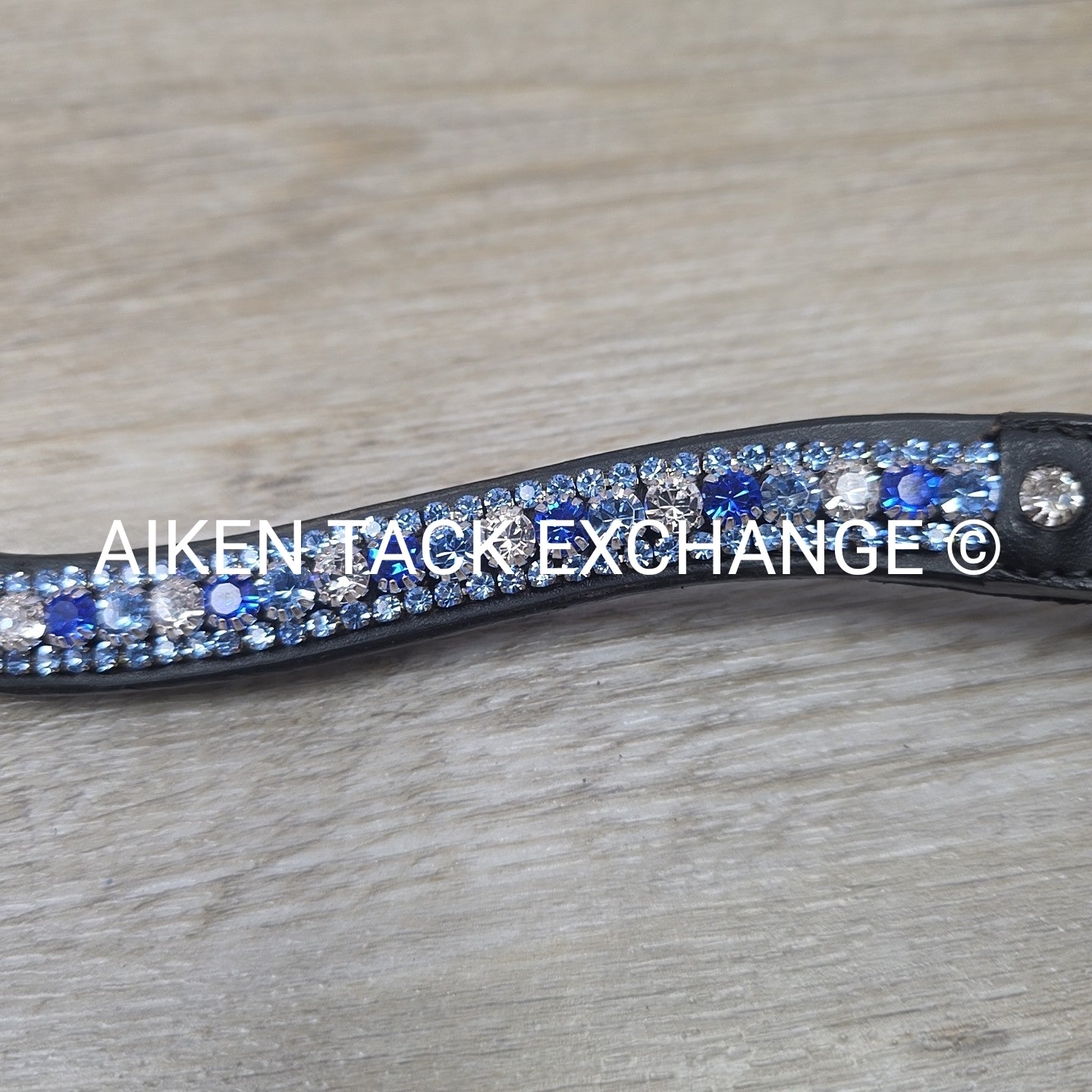 Bling Curved Browband, Black & Blue, 16.5"