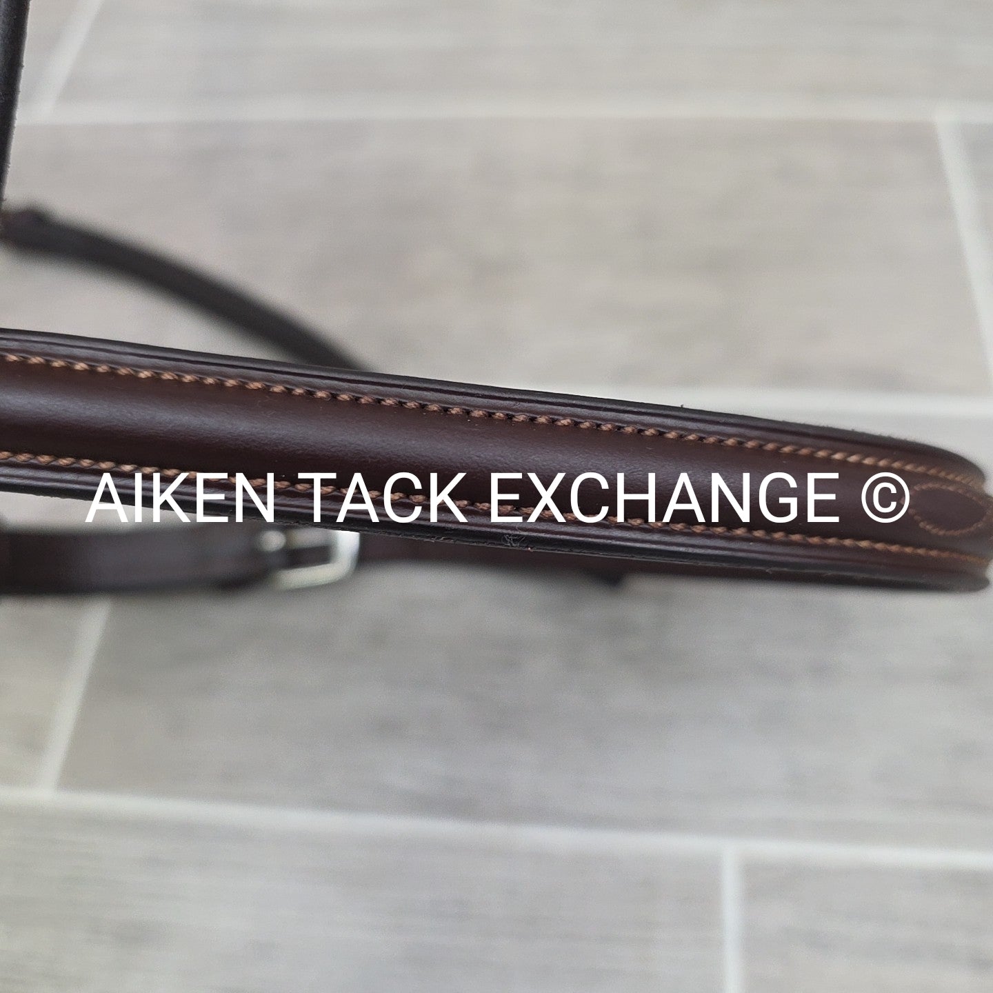 Fancy Stitched Noseband, Brown, Size Full