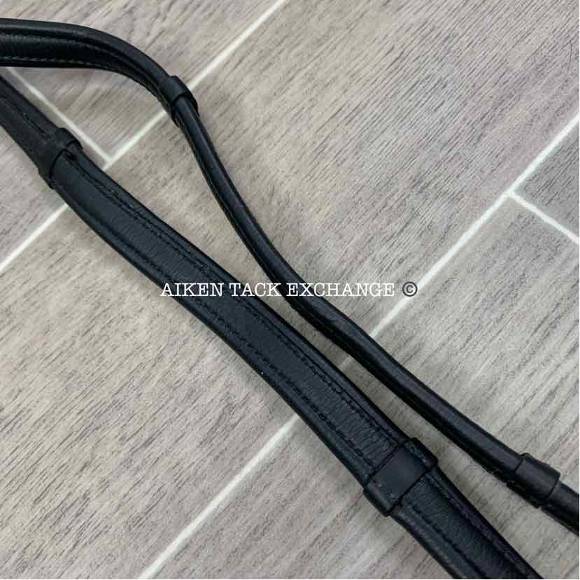 Leather Reins with Hand Stops & Hook Stud Ends, Black, 60"