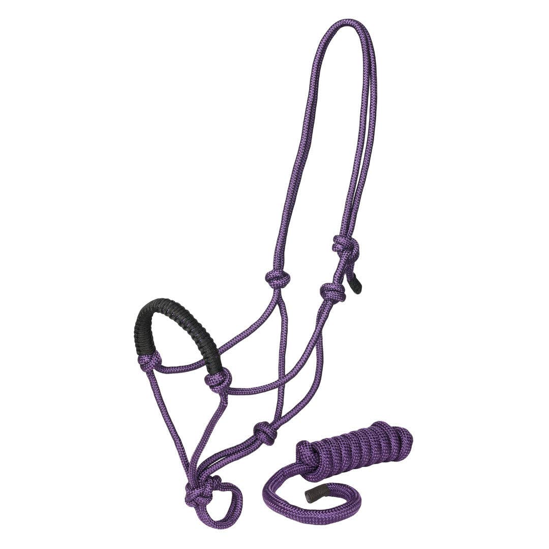 TuffRider Rugged Rope Halter Braided Noseband with Matching Lead: Blue / Horse