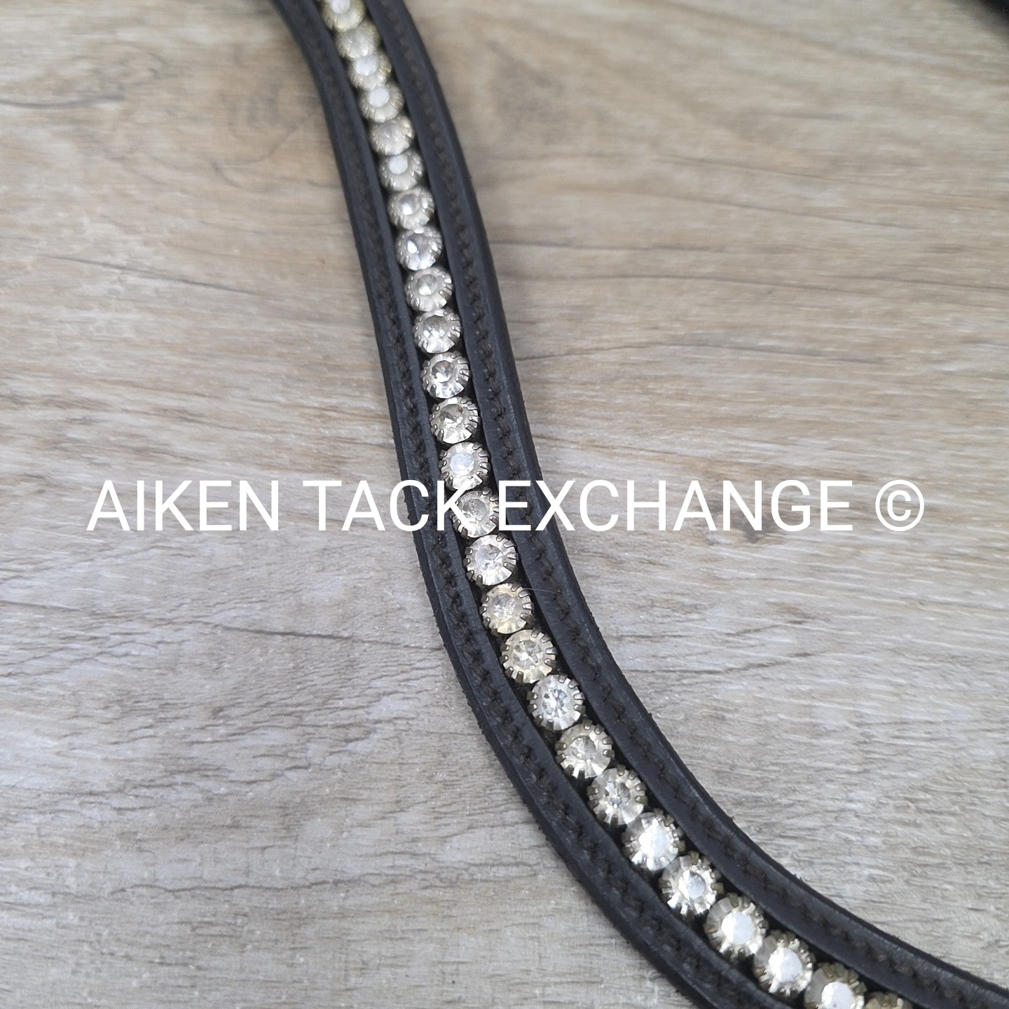 Passier Waved Big Stone Browband with Otto Schumacher Cover, Black & Clear, 17.5