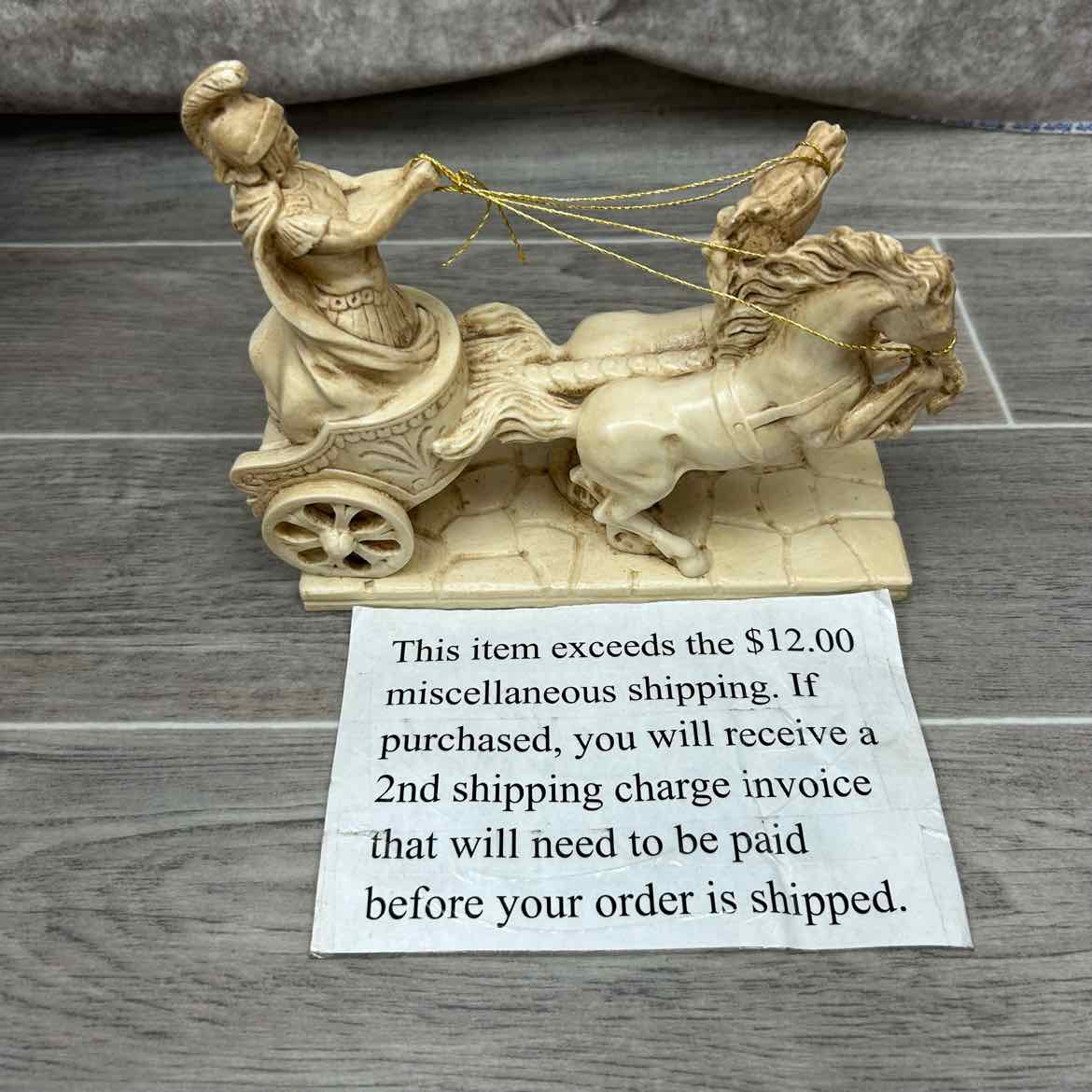 Roman Carriage Faux Marble Figurine