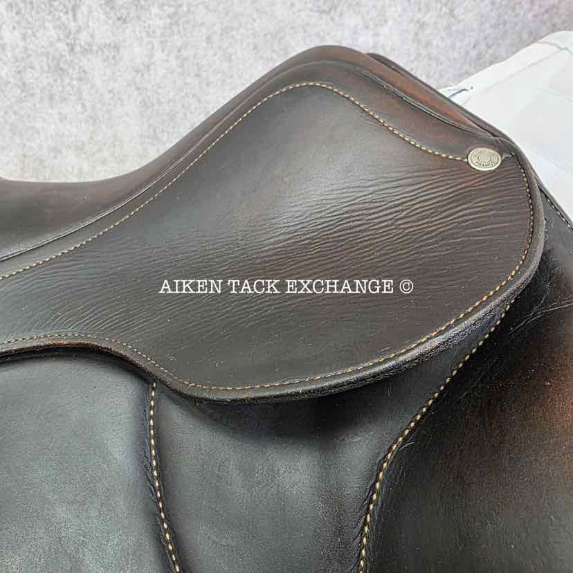 **SOLD** 2003 Antares Cadence Monoflap Dressage Saddle, 17.5" Seat, 2D Flap, MW/W Tree, Foam Panels, Full Buffalo Leather