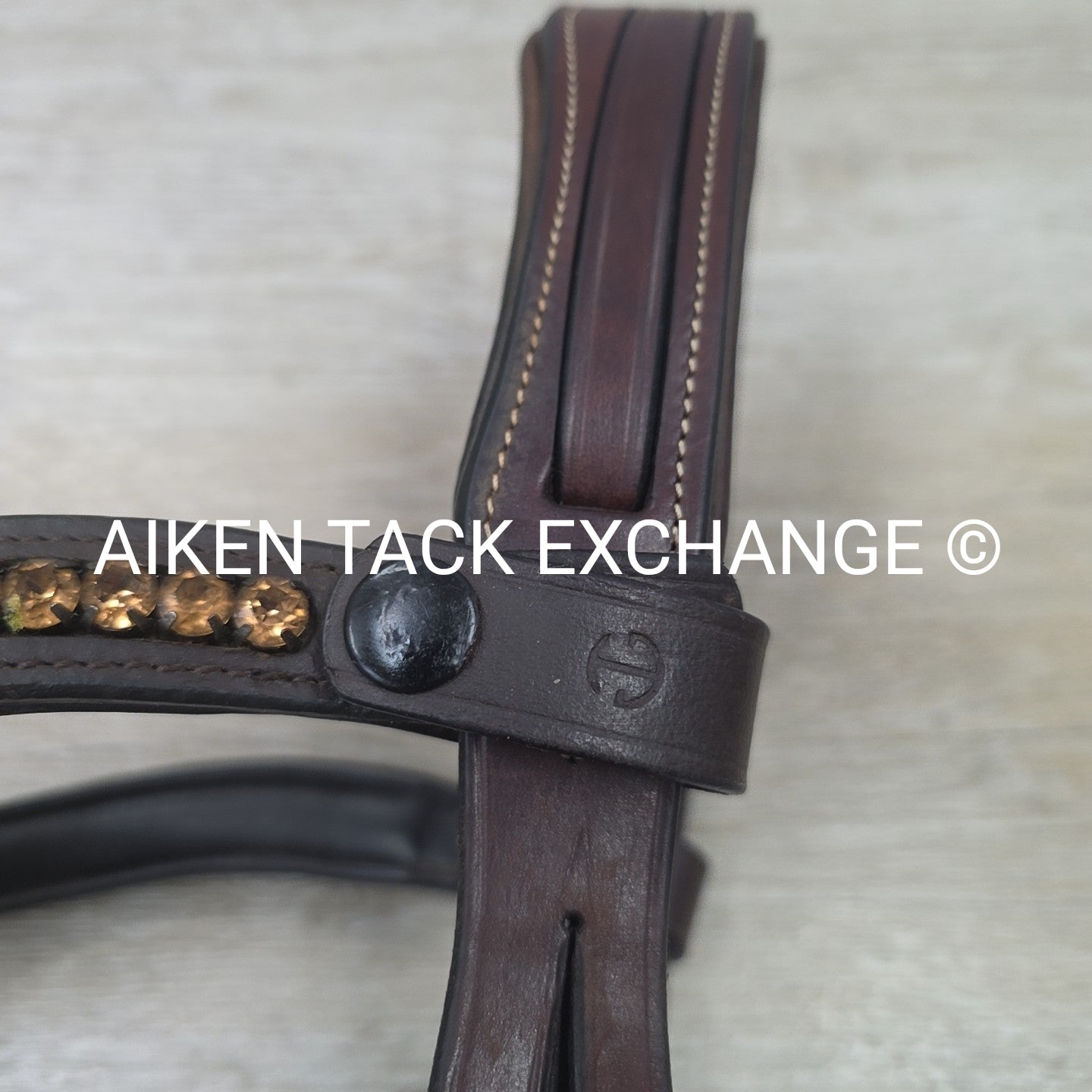 Nunn Finer Arianna Bridle with Halter Ego Bling Browband, No Reins, Brown, Full