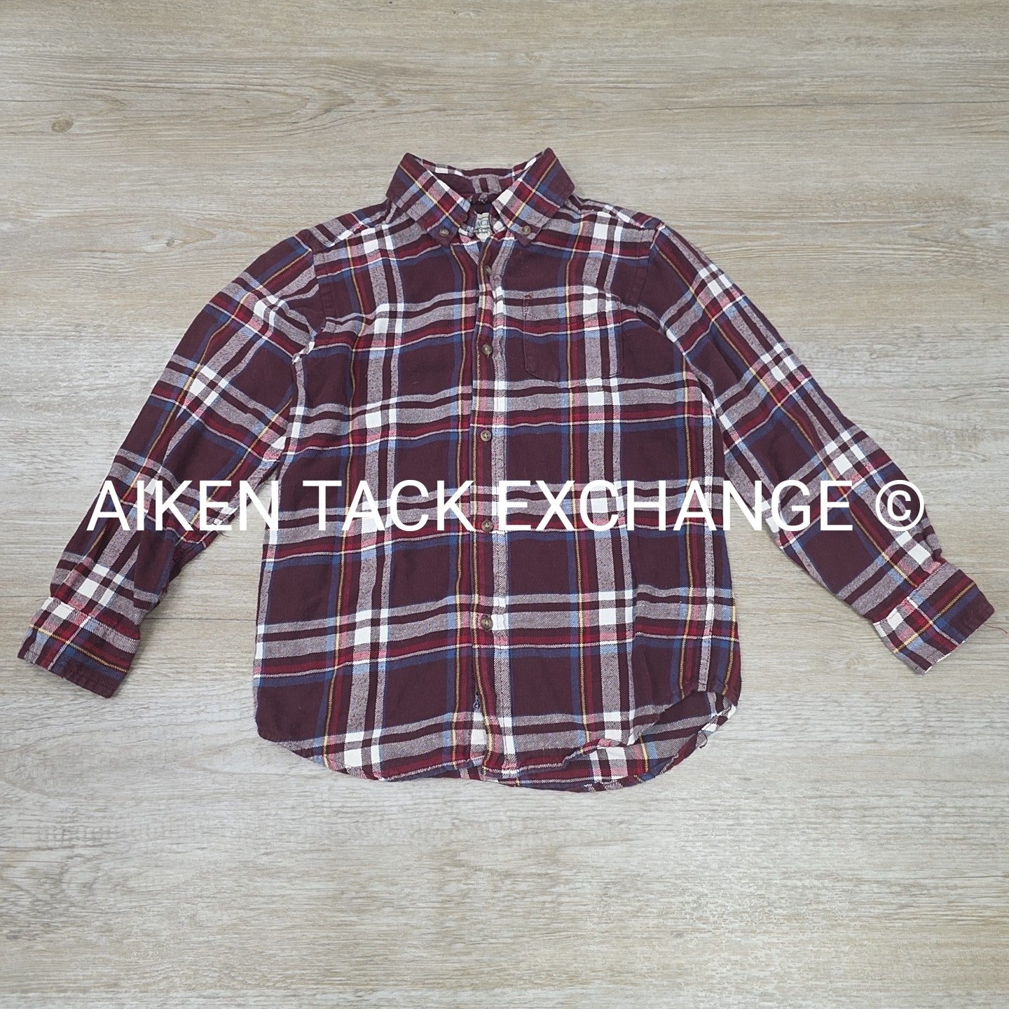 Children's Place Boys Flannel Long Sleeve Button Down Top, Size Medium