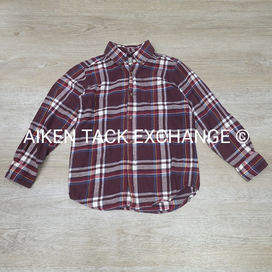 Children's Place Boys Flannel Long Sleeve Button Down Top, Size Medium
