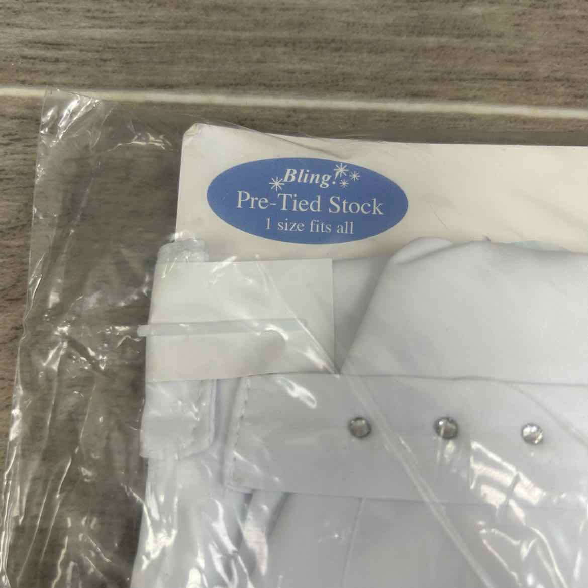 Romfh Bling Pre Tied Bling Stock Tie, White, One Size, Brand New