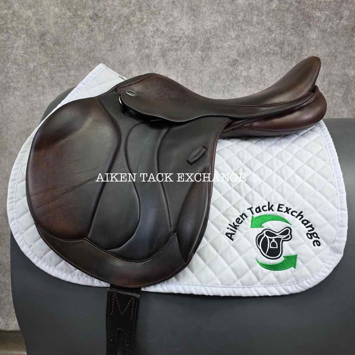 2012 Marcel Toulouse Marielle Monoflap Jump Saddle, 17.5" Seat, Genesis Adjustable Tree, Wool Flocked Panels