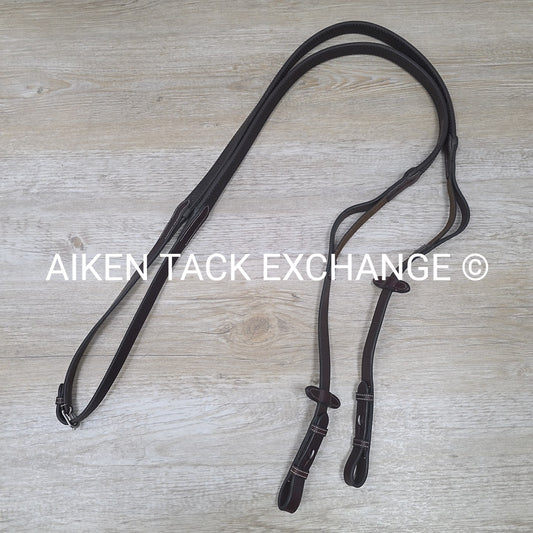 Penelope Elastic Rubber Grip Reins, Brown, 55"