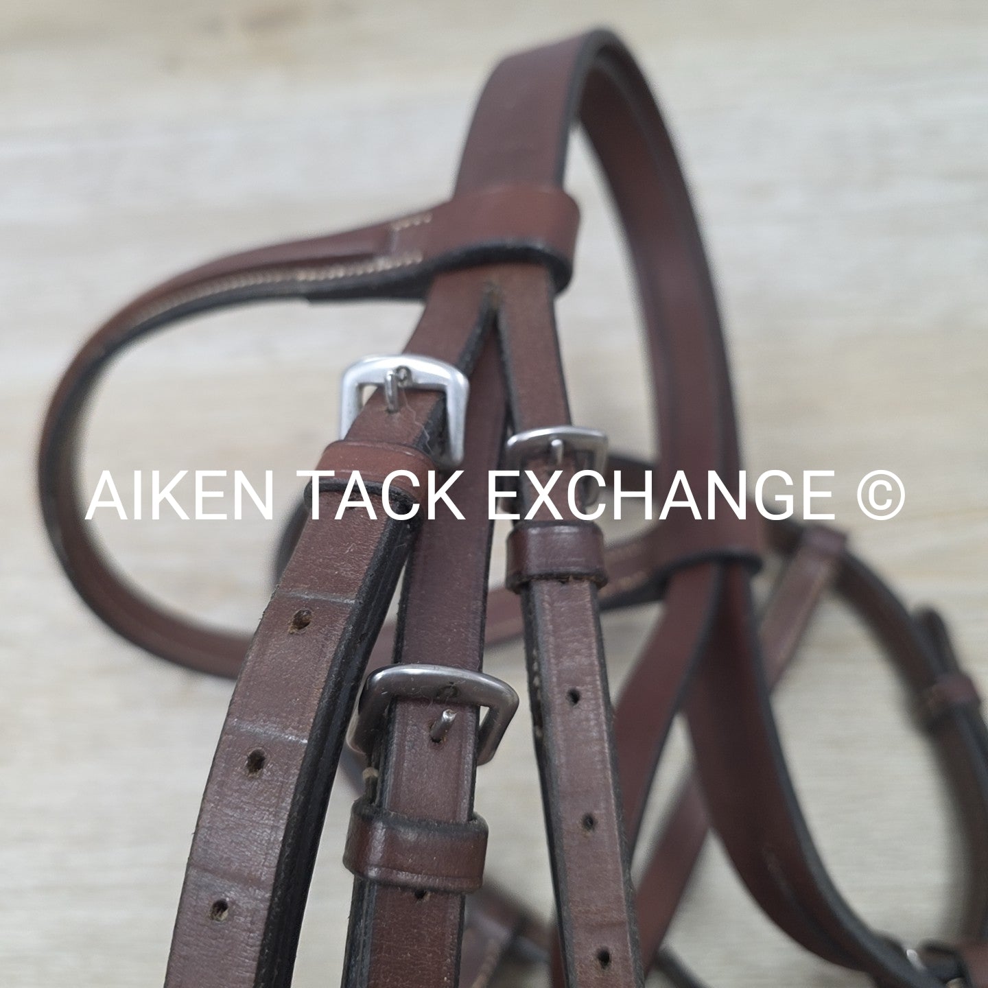 Plain Square Raised Bridle, No Reins, Brown, Size Full
