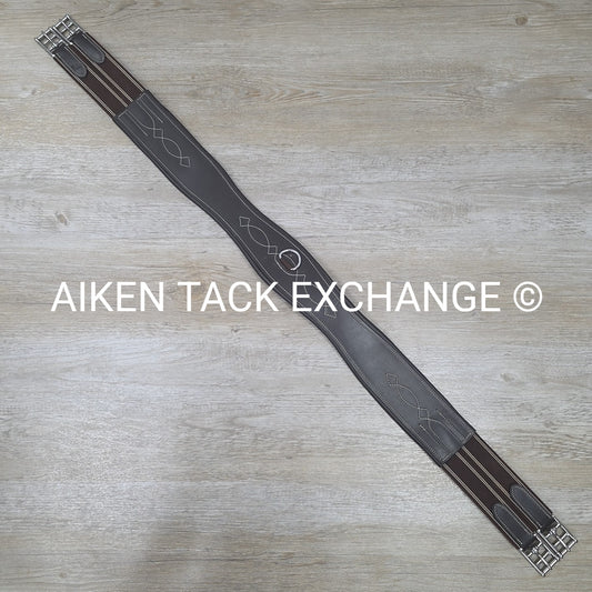 Fancy Stitched Girth with Double End Elastic, Brown, 48"