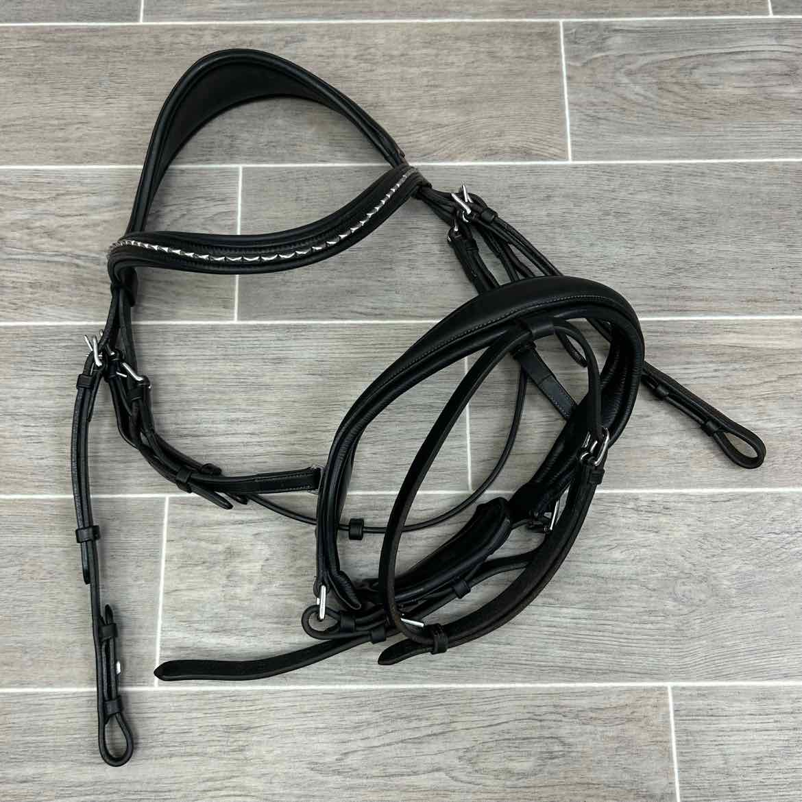 Acavallo Maesta Flash Bridle, No Reins, Black, Size Full