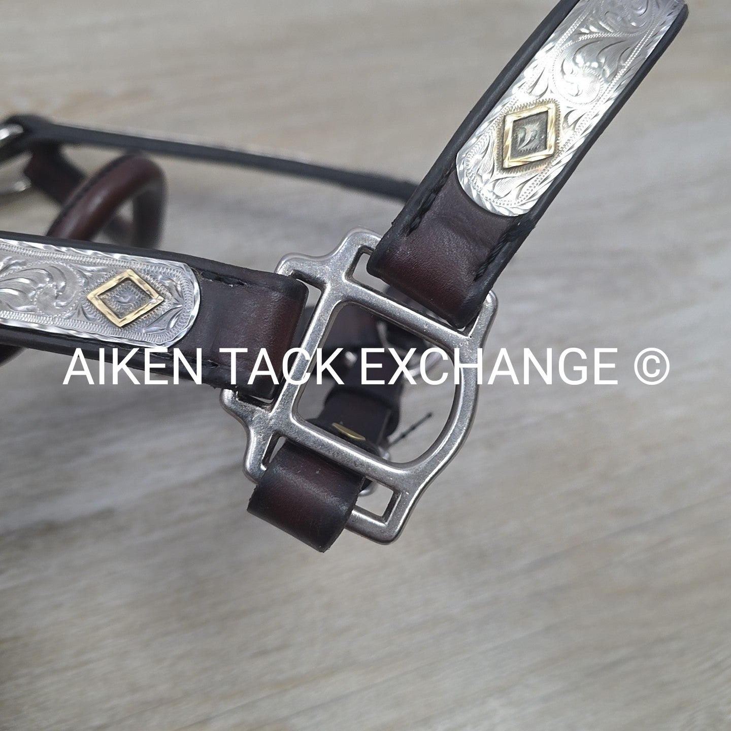 Tory Leather Silver Plated Diamond Show Halter, Size Full