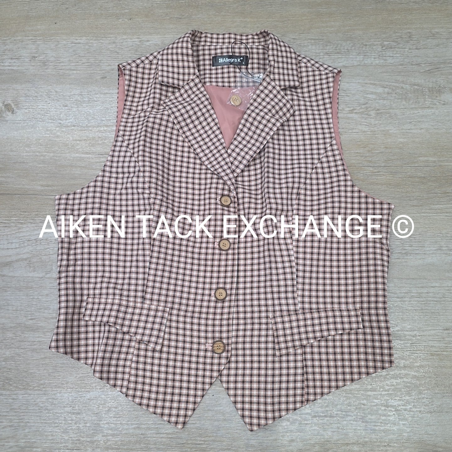 Allegra K Plaid Vest, Size Large