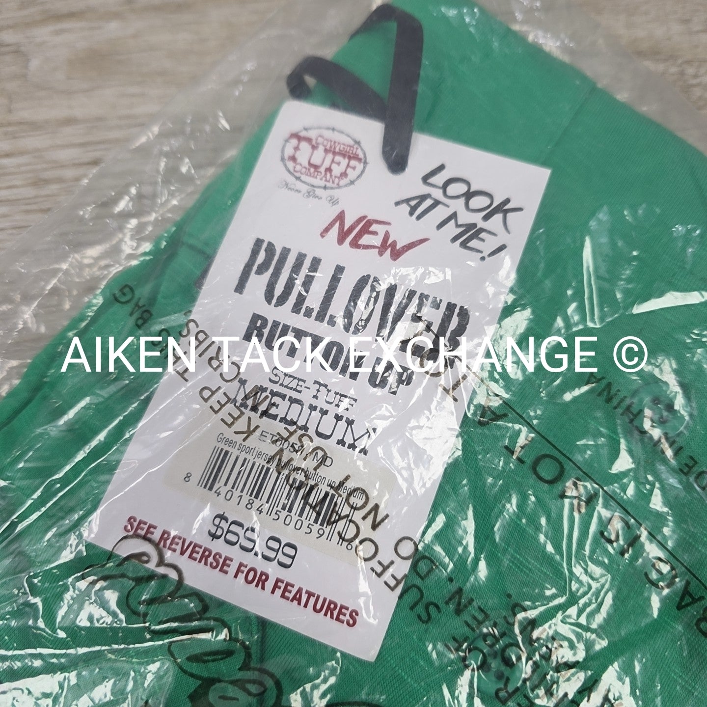 Cowgirl Tuff Sport Jersey Pullover Button Up Shirt, Green, Women's Medium