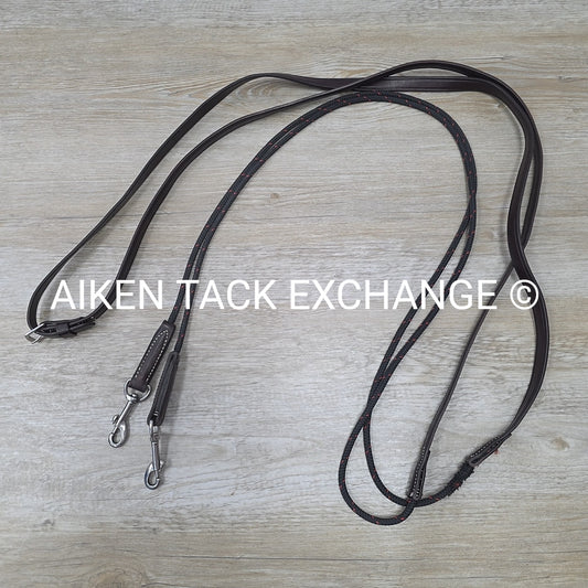 Walsh Leather Draw Reins with Rope, Size Full
