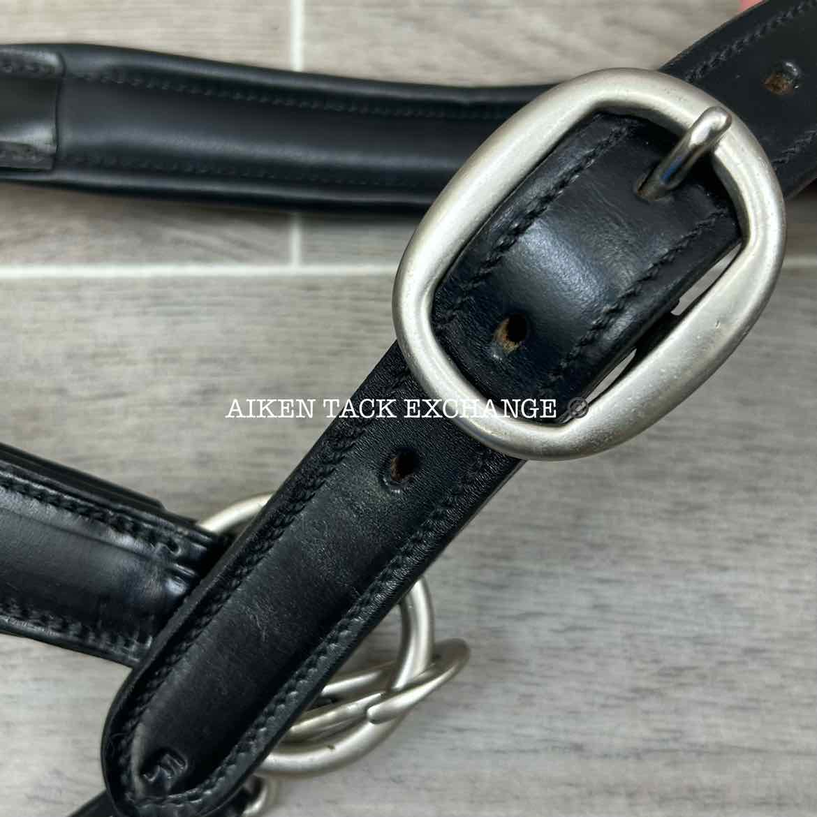 KL Select Red Barn Padded Leather Halter, Black/Nickel, Size Full
