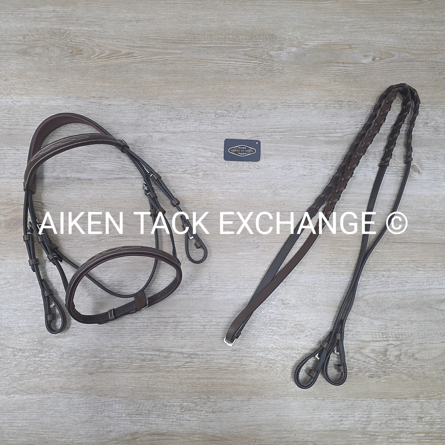 HDR Pro Mono Crown Fancy Stitch Padded Bridle with Reins, Brown, Size Pony