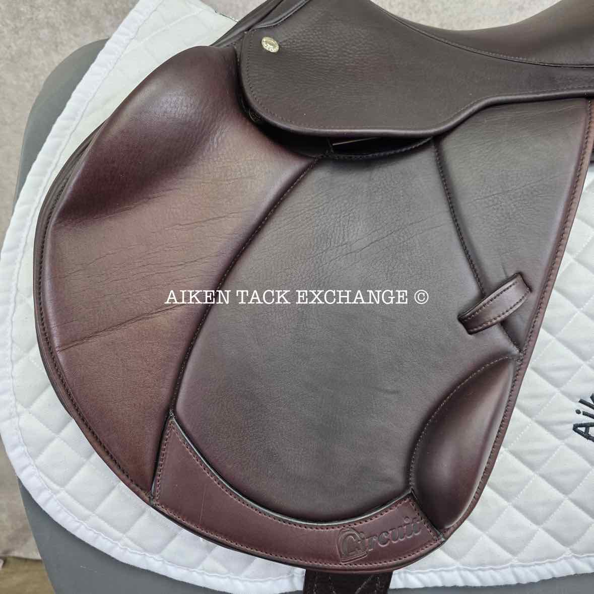 2019 Circuit by Dover Saddlery Premier Monoflap Jump Saddle, 17" Seat, Medium Wide Tree, Wool Flocked Panels