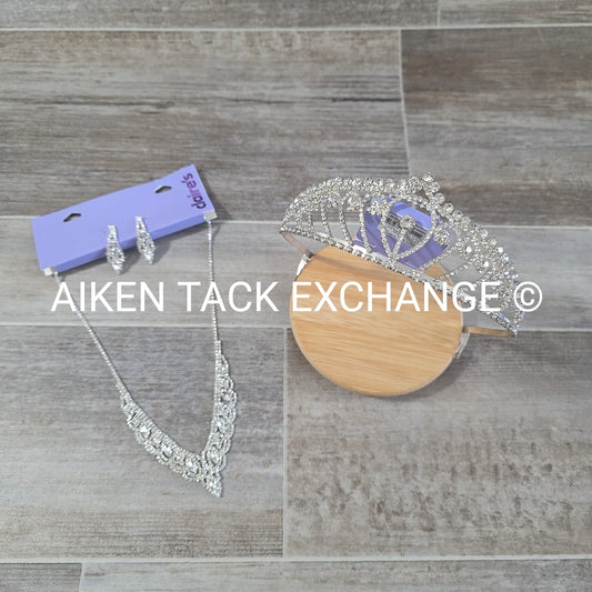 Claire's Bundle - 1 Tiara, 1 Set of Earrings, 1 Necklace