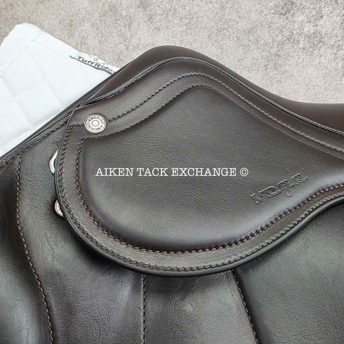 **SOLD** 2023 Amerigo Vega Salto Monoflap Jump Saddle, 17" Seat, Medium Tree, Wool Flocked Panels