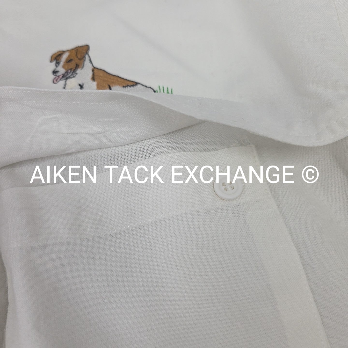 Long Sleeve Button Up with Jack Russel Embroidery