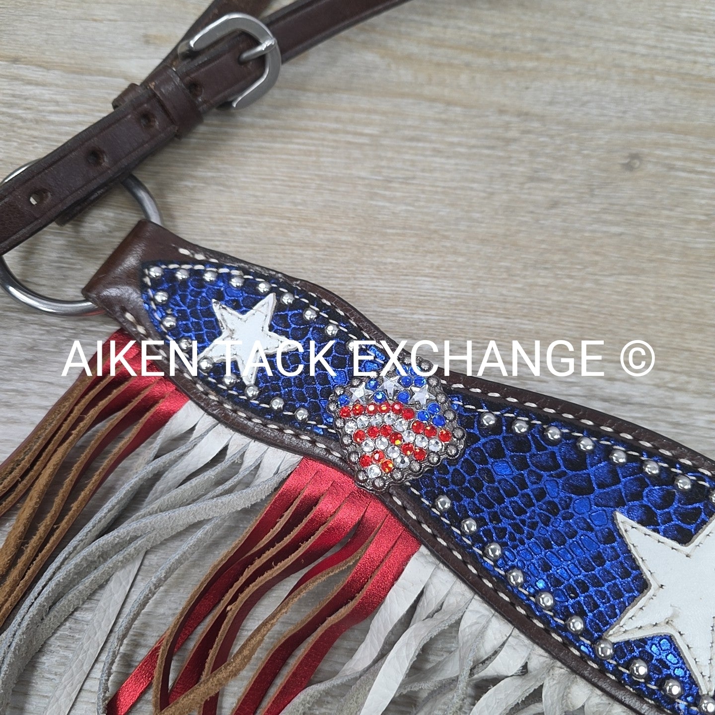Showman Patriotic Fringe Headstall & Breast Collar Set, Size Full