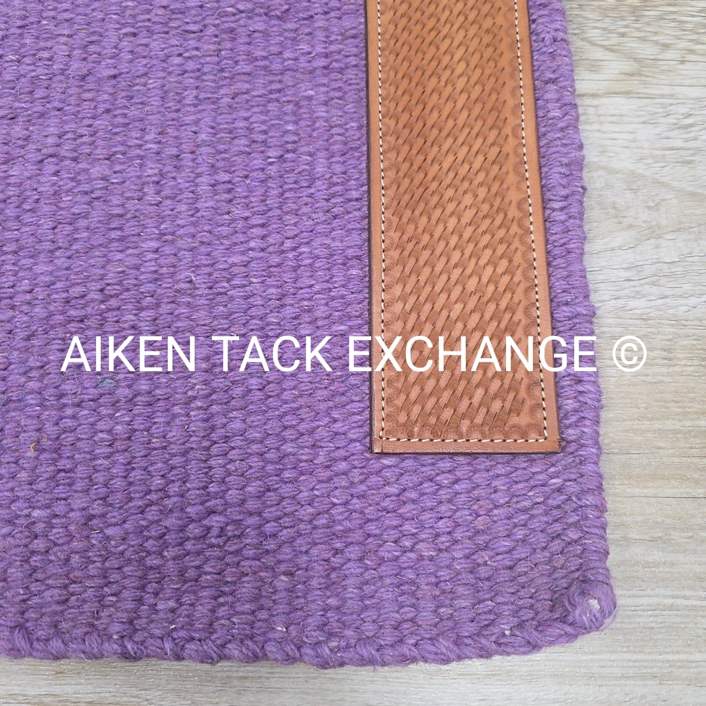 Western Saddle Blanket with Leather Detail, 34" x 36"