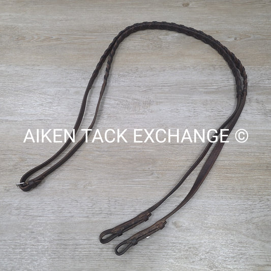 Flat Laced Reins, Brown, 57"