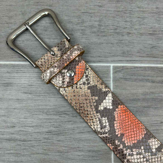 Tailored Sportsman Wide Snakeskin Belt, Size Small