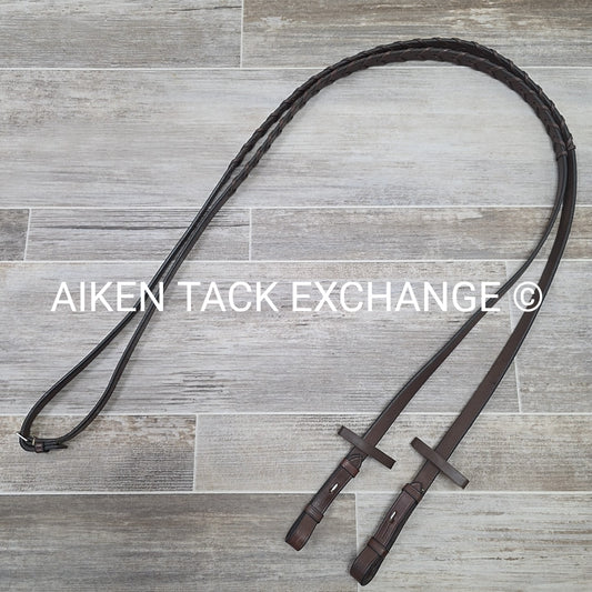 Flat Laced Reins, Brown, 56"