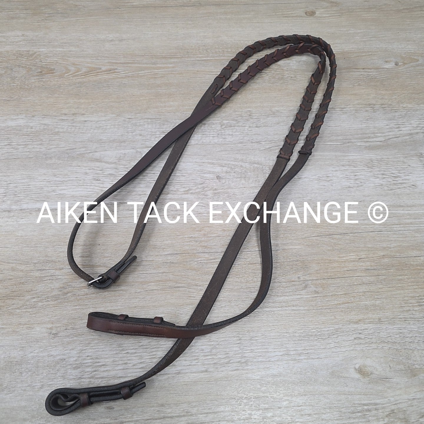 Plain Raised Bridle with Matching Laced Reins, Brown, Size Cob