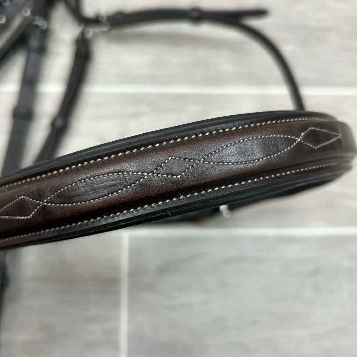 Padded Square Raised Fancy Stitch Monocrown Hunter Bridle, No Reins, Oversize