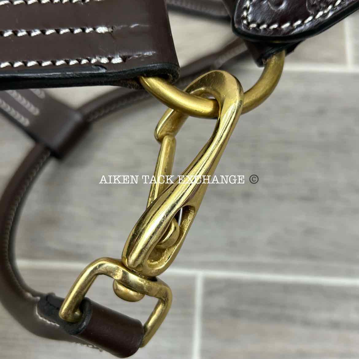 KL Select Black Oak Pine Leather Halter, Brown/Brass, Size Pony
