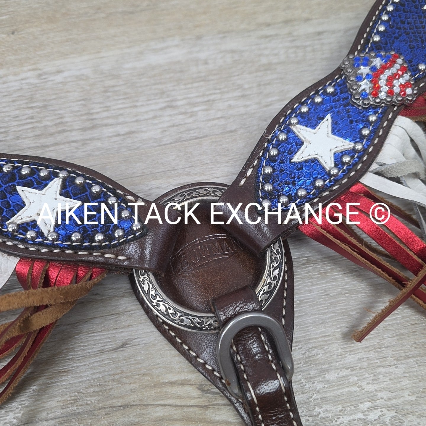 Showman Patriotic Fringe Headstall & Breast Collar Set, Size Full