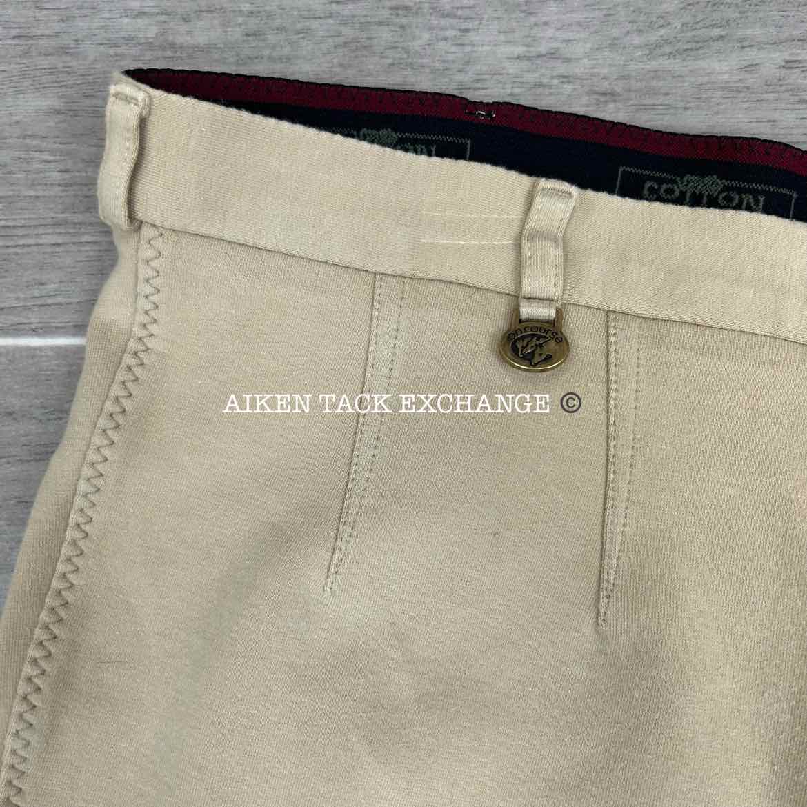 On Course Cotton Naturals Knee Patch Breeches, Size 36 L