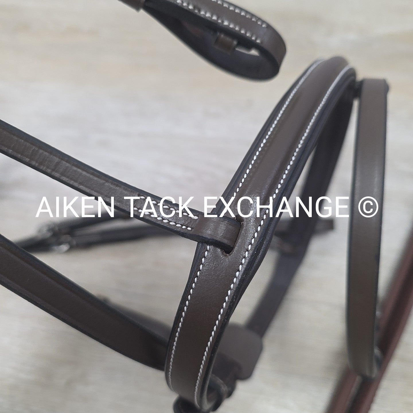 HDR Pro Mono Crown Flash Bridle with Rubber Reins, Havana, Size Full/Horse