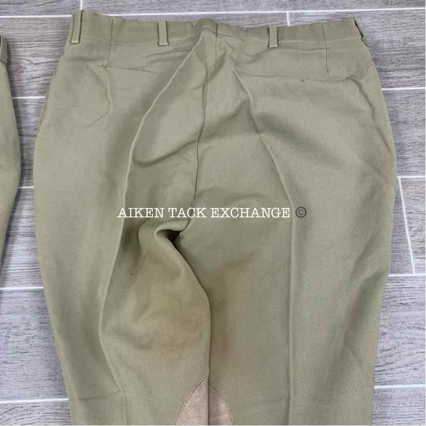 BARGAIN BUNDLE: 2 Pairs Tailored Sportsman Side Zip Knee Patch Breeches, Size 32