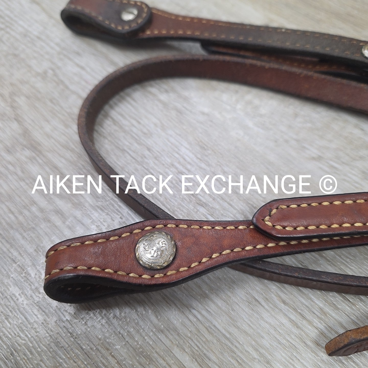 Tory Leather Silver V-Brow Western Headstall, No Reins