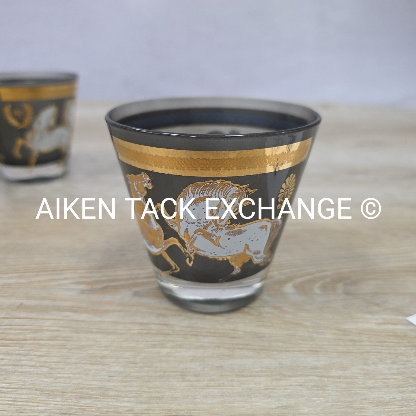 Vintage Culver Gold Wild Horse Glasses, Set of 6