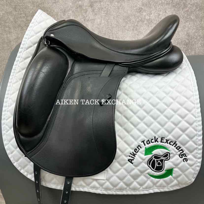 2018 Custom Saddlery Wolfgang Omni Monoflap Dressage Saddle, 17.5" Seat, Adjustable Tree, Wool Flocked Panels