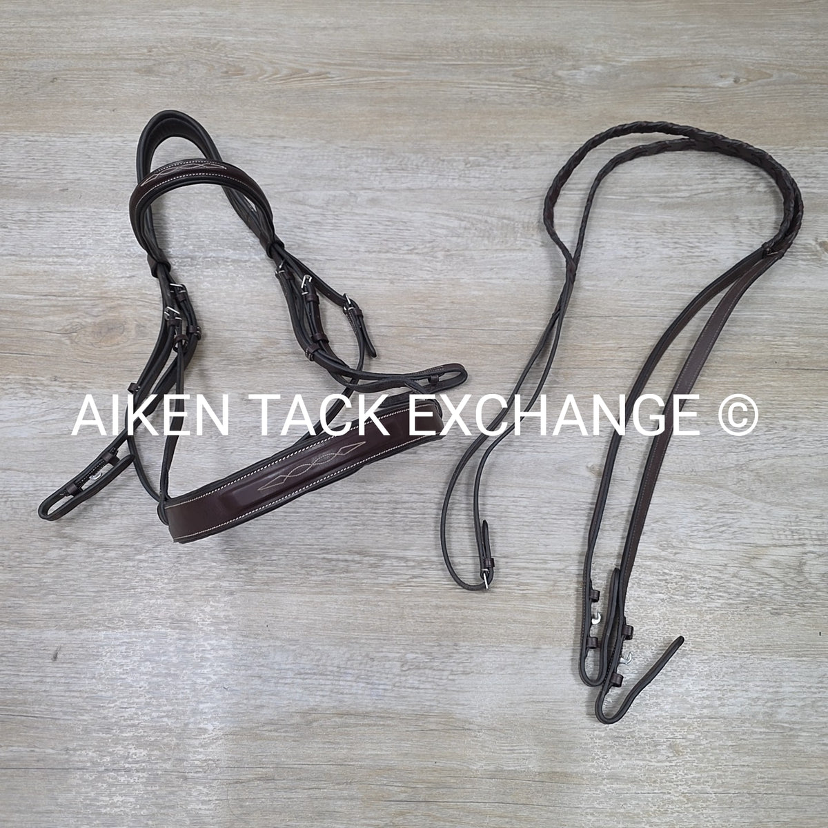 KL Select Black Oak Tupelo Bridle with Matching Laced Reins, Brown, Size Full