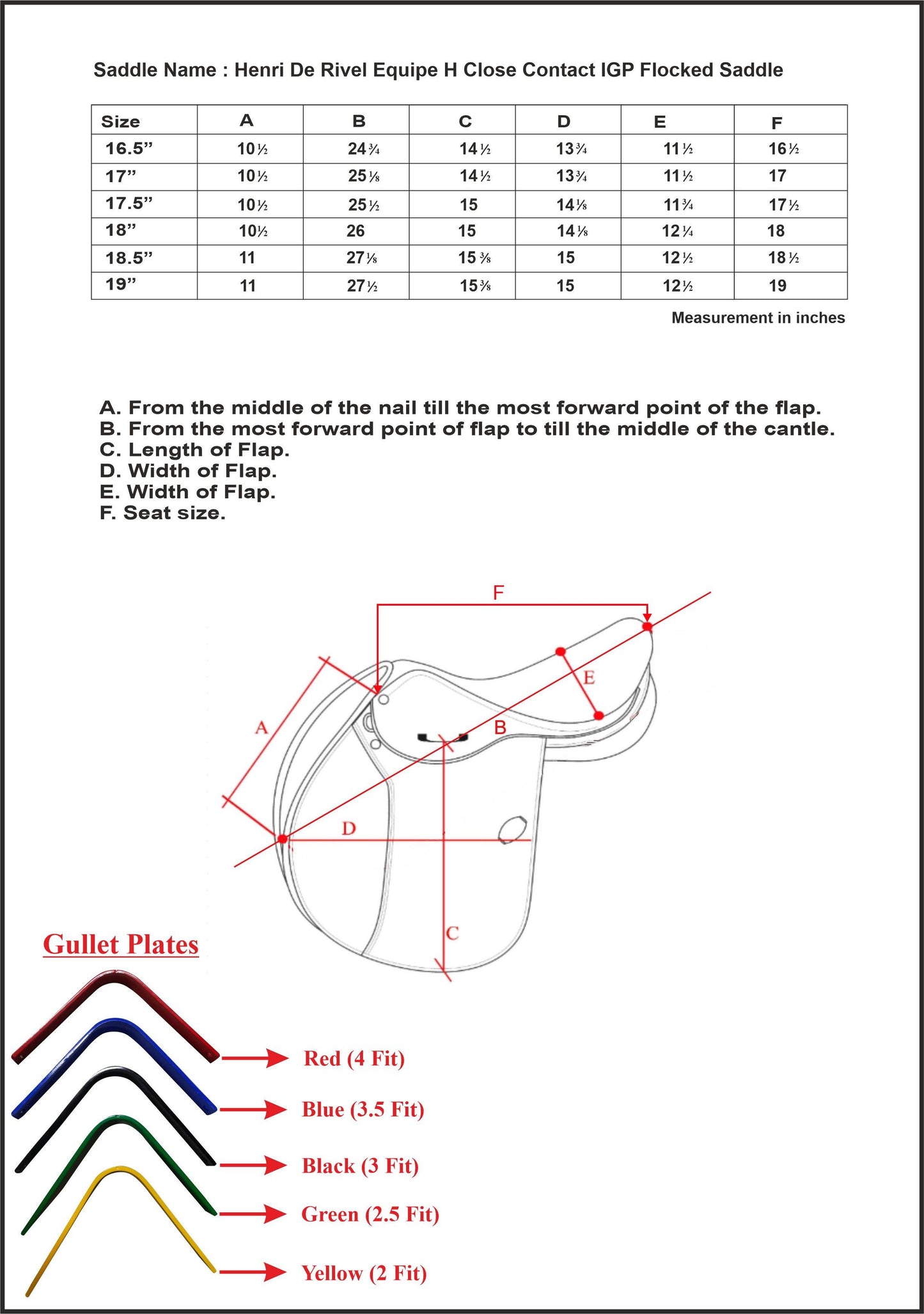 Henri De Rivel Equipe H Close Contact IGP Flocked Saddle: Havana / 16.5