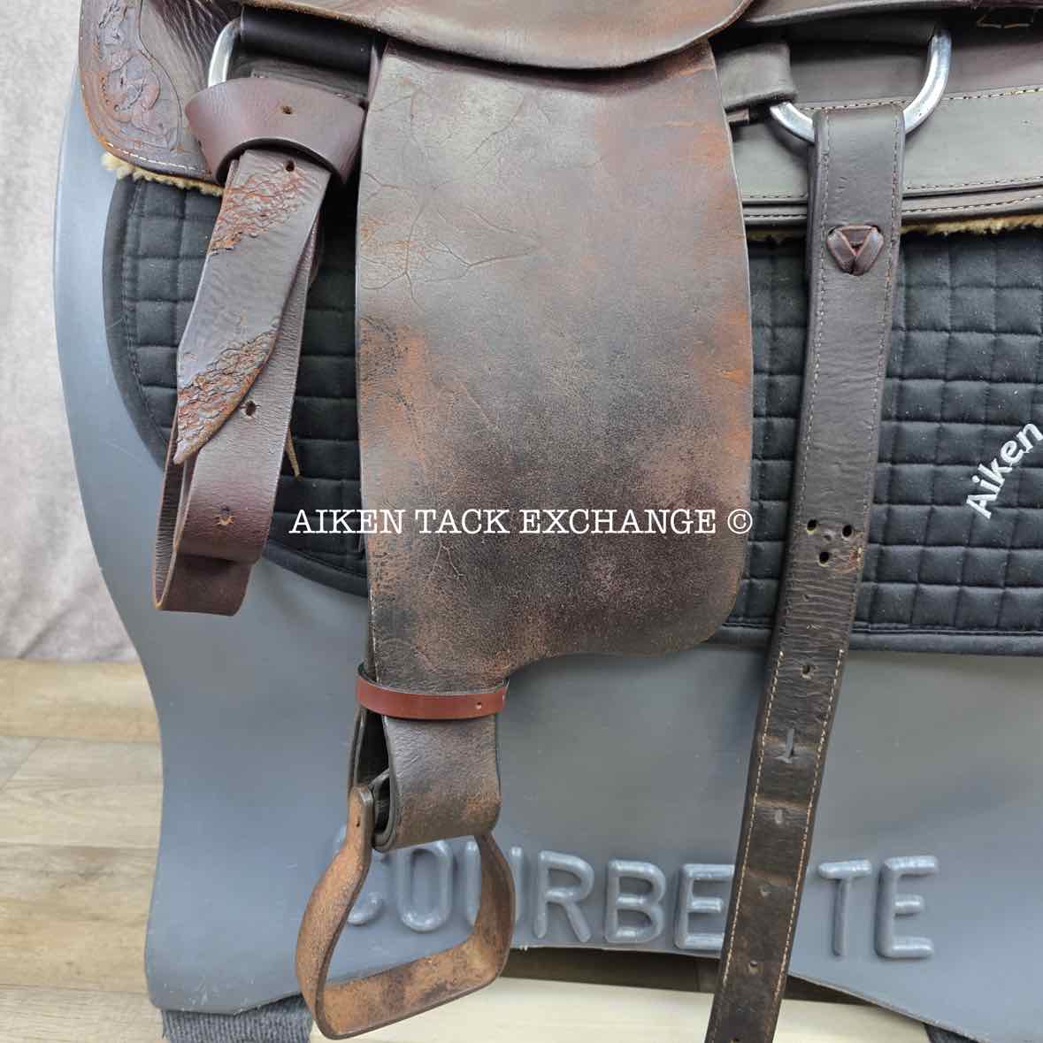 Roping Western Saddle, 15" Seat, Wide Tree - Full QH Bars, Weighs Approximately 49 lbs
