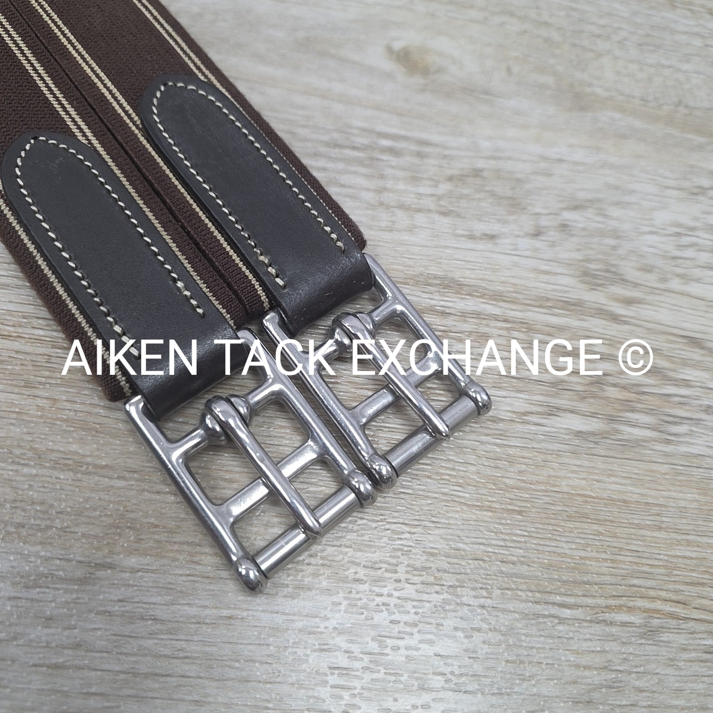 Fancy Stitched Girth with Double End Elastic, Brown, 48"